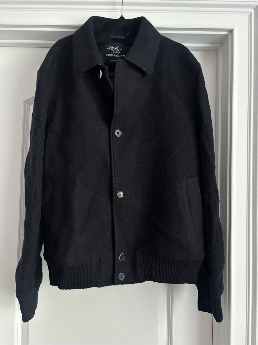 Rodd & Gunn Black Wool-Blend Bomber Jacket NWT